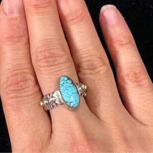 Turquoise Sterling Silver Ring Southwestern Style Size 6